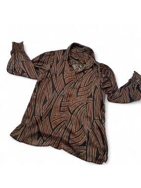City Chic brown & black striped blouse